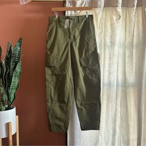 Madewell Seamed Barrel-Leg Utility Pant Garment-Dyed Twill Green NWT Size 2 Tall